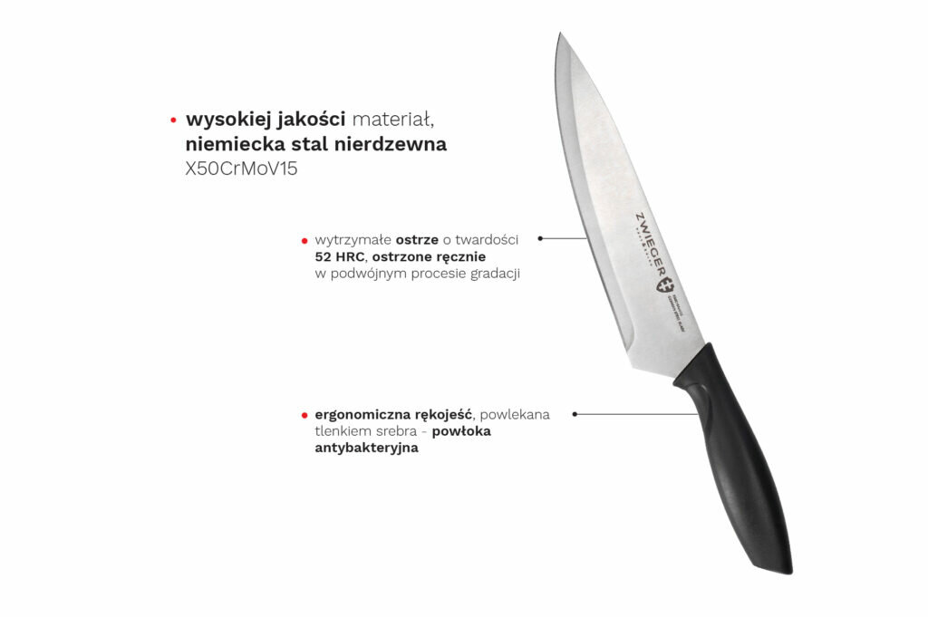Nóż Zwieger Gabro uniwersalny 13 cm widok na nóż i jego opis