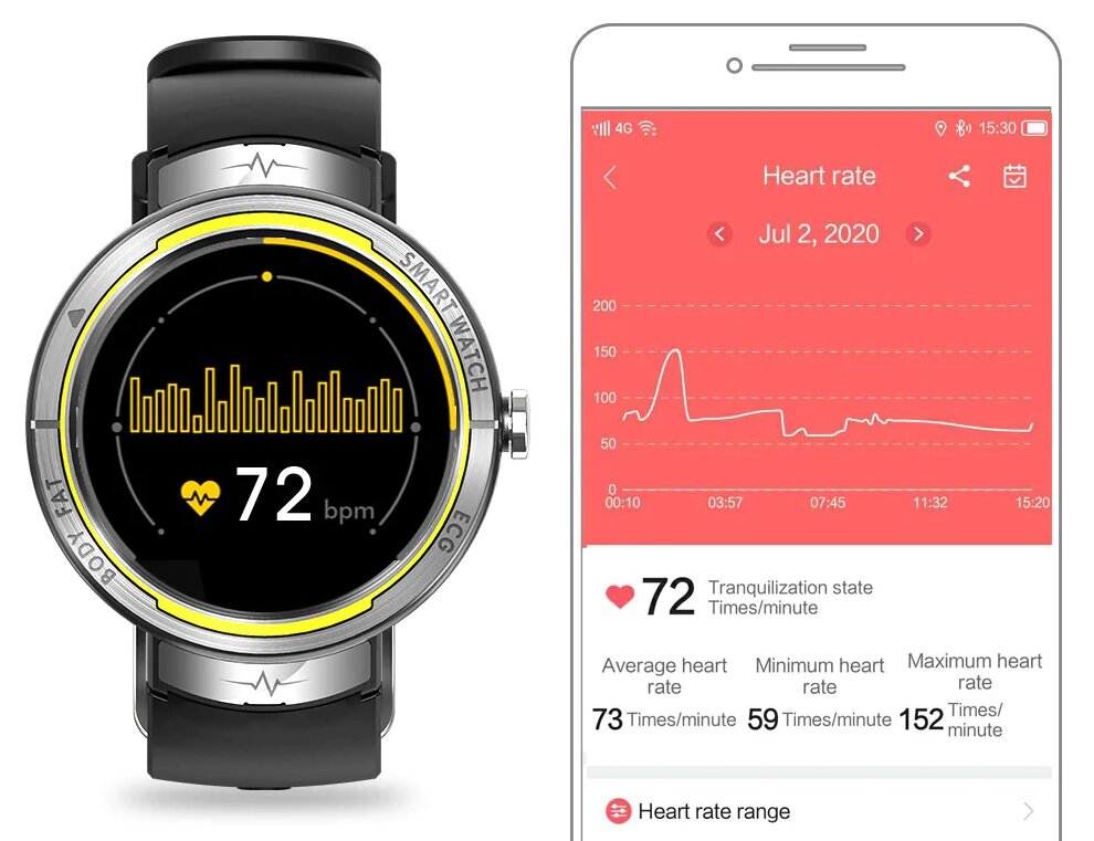 Smartwatch Kumi KU5 czarny monitorowanie tętna