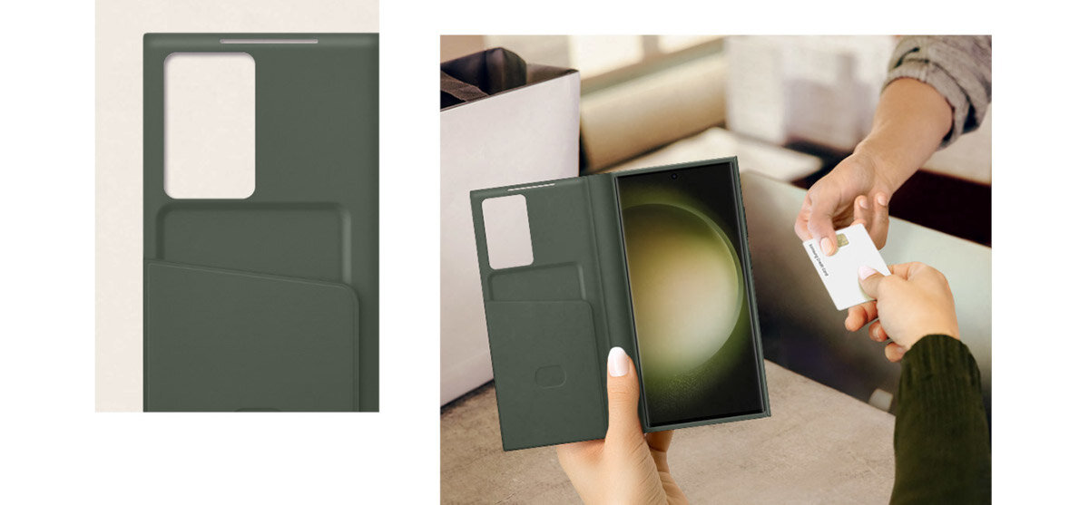 Etui Samsung Smart View Wallet Case Galaxy S23+ kremowe kieszonka na karte