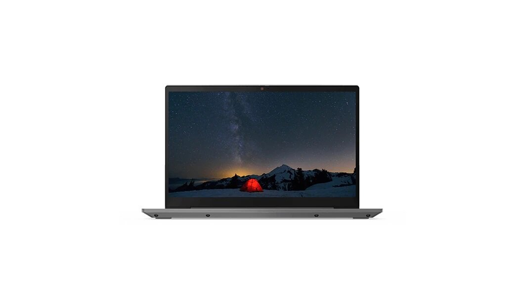 Laptop Lenovo ThinkBook 14 G2 i5 widoczny od frontu ze zdjęciem gór na monitorze