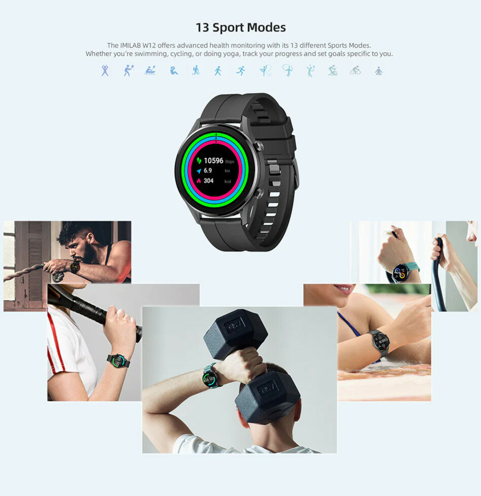 Smartwatch Imlab W12 czarny tryby sportowe