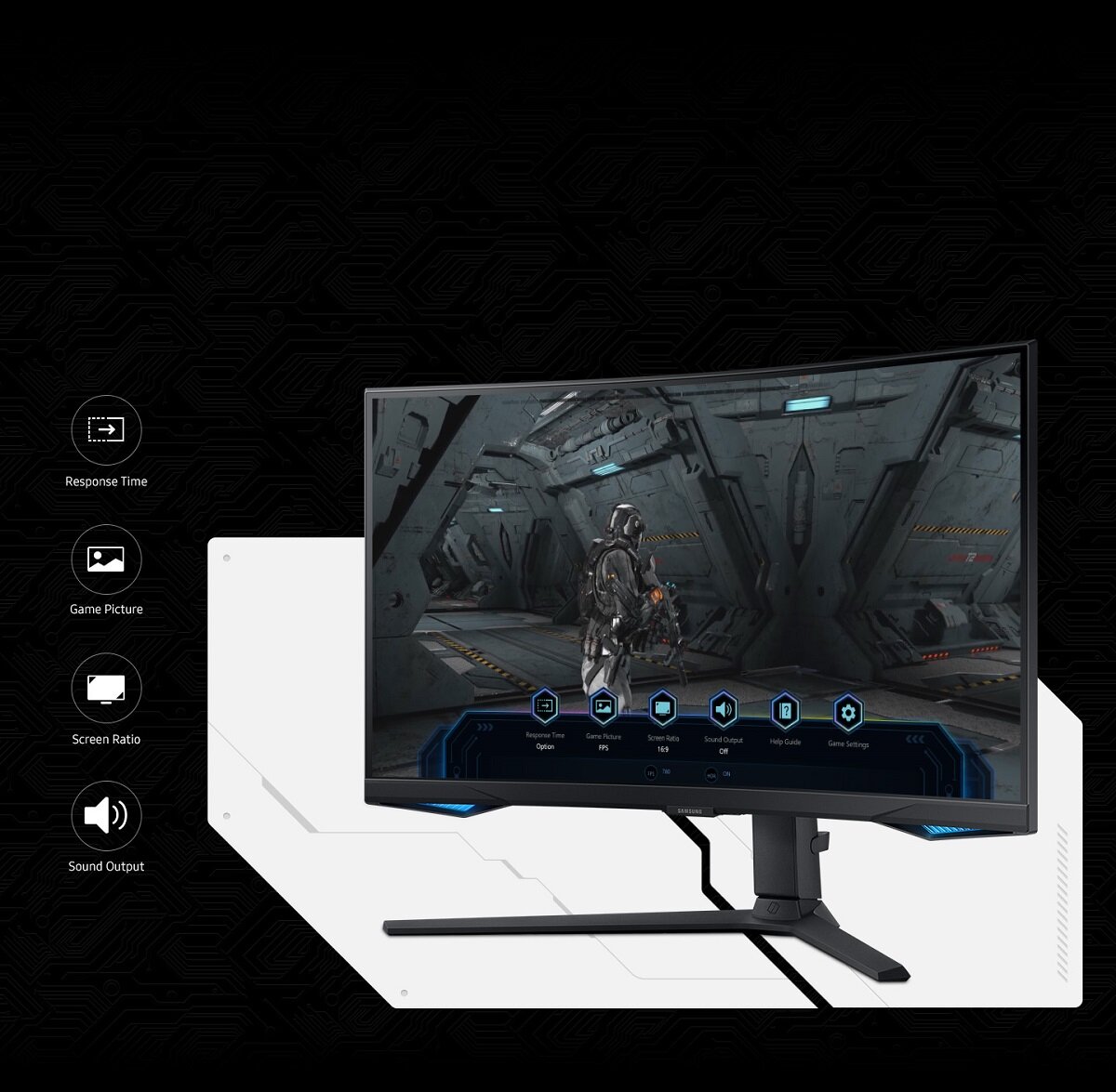 Monitor Samsung Odyssey G65B 27' 2xHDMI widok na monitor z włączoną grą pod skosem