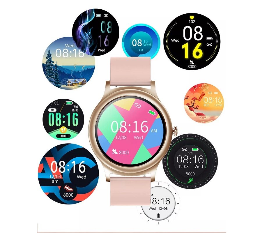 Smartwatch Kumi K16 KU-K16/BE w kolorze różowym od frontu