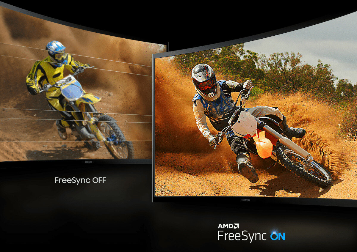 Monitor Samsung S24C360EAU 24''pokazani motocykliści na ekranach monitorów