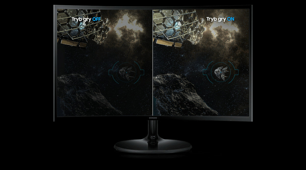Monitor Samsung S24C360EAU 24''widoczne dwa tryby gry na monitorze