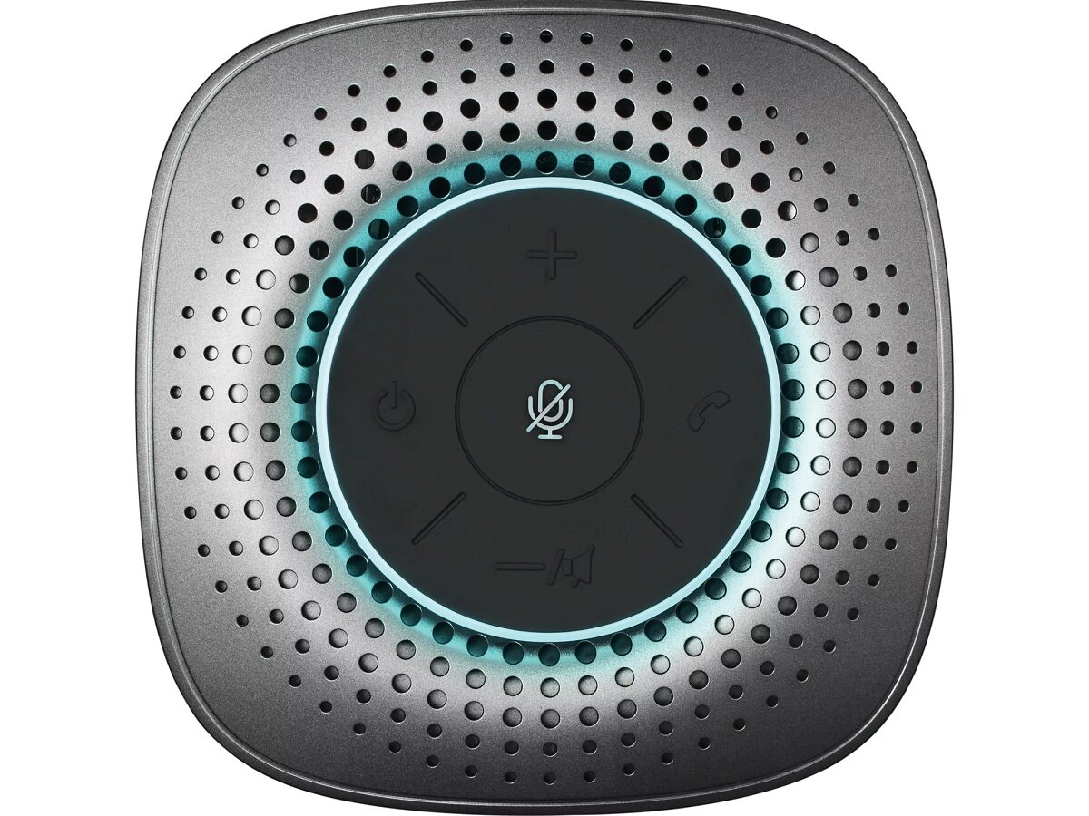 Urządzenie głośnomówiące Sandberg SpeakerPhone Bluetooth+USB czarne od przodu na białym tle