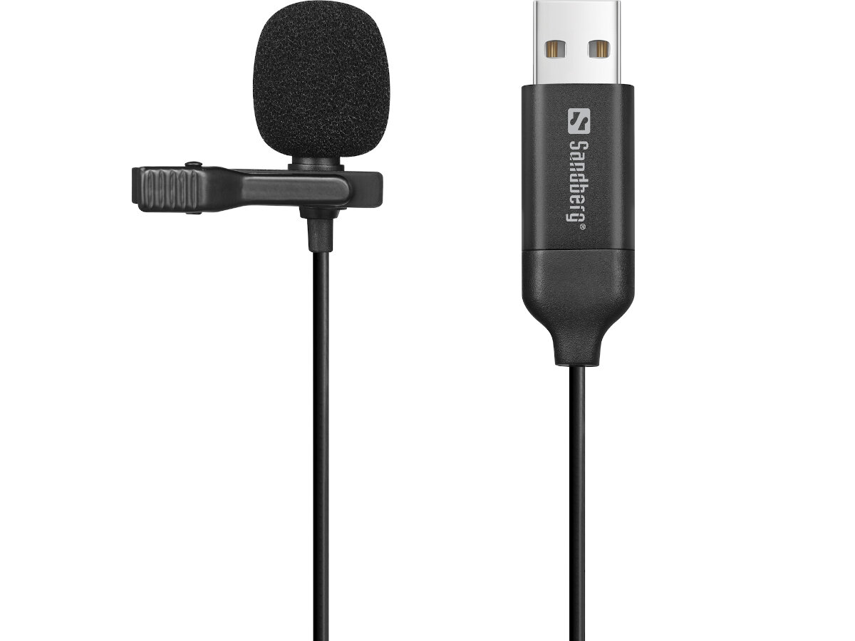 Mikrofon Sandberg Streamer USB Clip Microphone zdjęcie mikrofonu i kabla USB