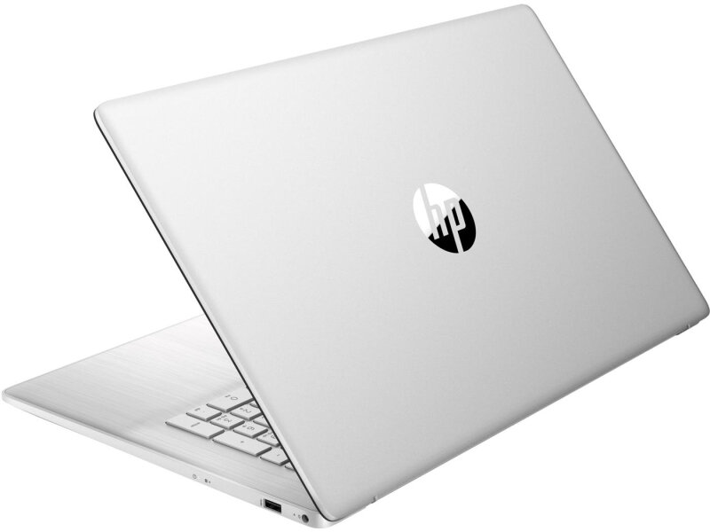 Laptop HP 17-CN2014NW od tyłu po skosie na białym tle