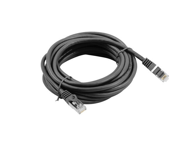 Patchcord Lanberg kat.6 FTP 5m czarny 10szt grafika przedstawiająca zwinięty kabel na białym tle