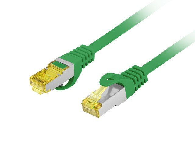 Patch cord Lanberg PCF6A-10CU-0050-G S/FTP widok pod skosem