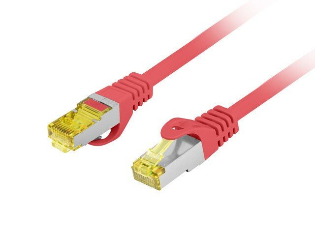 Patch cord Lanberg PCF6A-10CU-0100-R S/FTP widok pod skosem