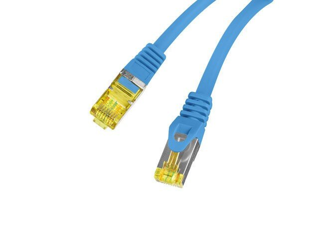 Patch cord Lanberg PCF6A-10CU-0100-B S/FTP widok na wtyczkę od spodu i góry