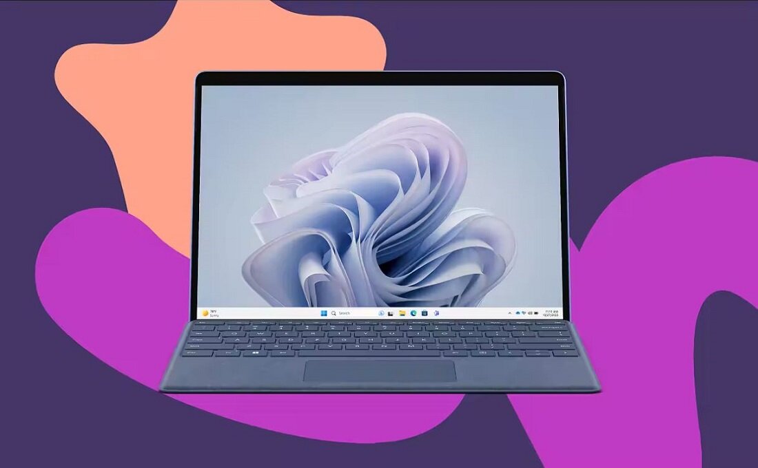 Laptop Microsoft Surface Pro 9 8GB/128GB 5G grafika przedstawia laptop od frontu na fioletowym tle