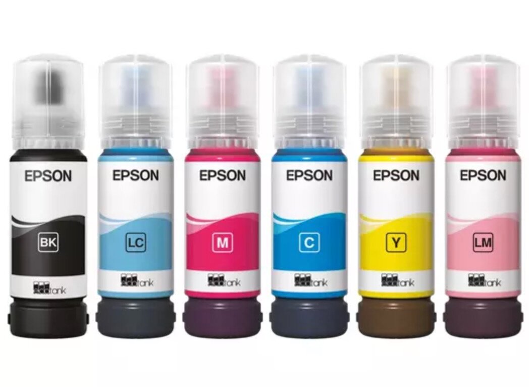 Tusz Epson 108 EcoTank różowy kilka butelek frontem