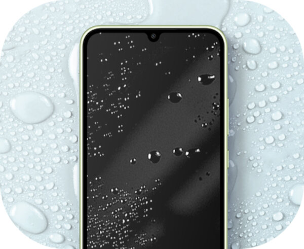 Smartfon Samsung Galaxy A34 5G 6/128GB srebrny krople wody na ekranie