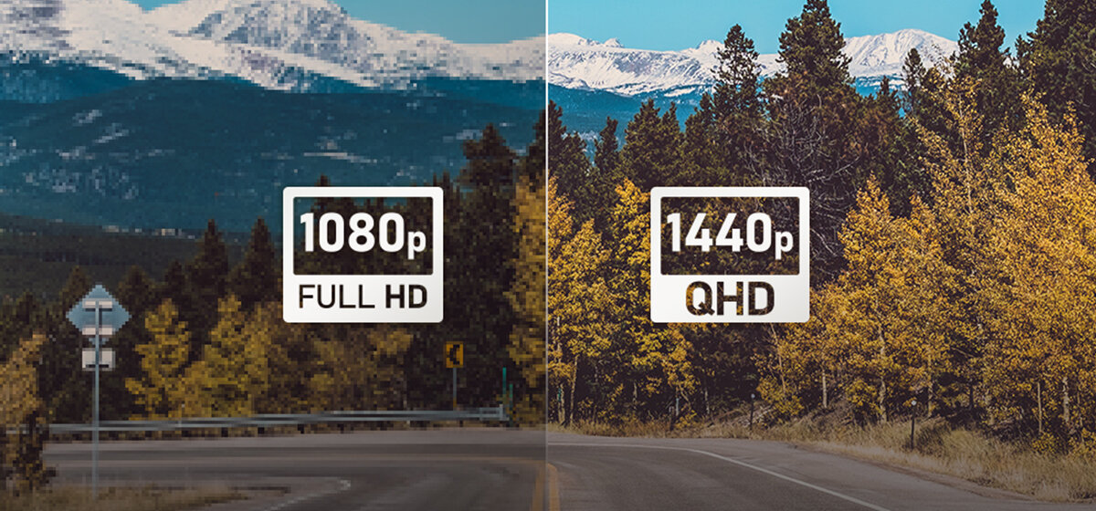 Wideorejestrator 70mai A400 Dash Cam porównanie między jakością full hd, a qhd