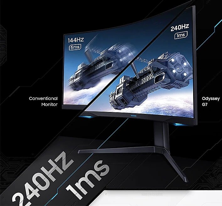 Monitor Samsung Odyssey G7  LC32G75 WQHD prezentacja monitora z odświeżaniem 1 ms i odświeżaniem 240 Hz