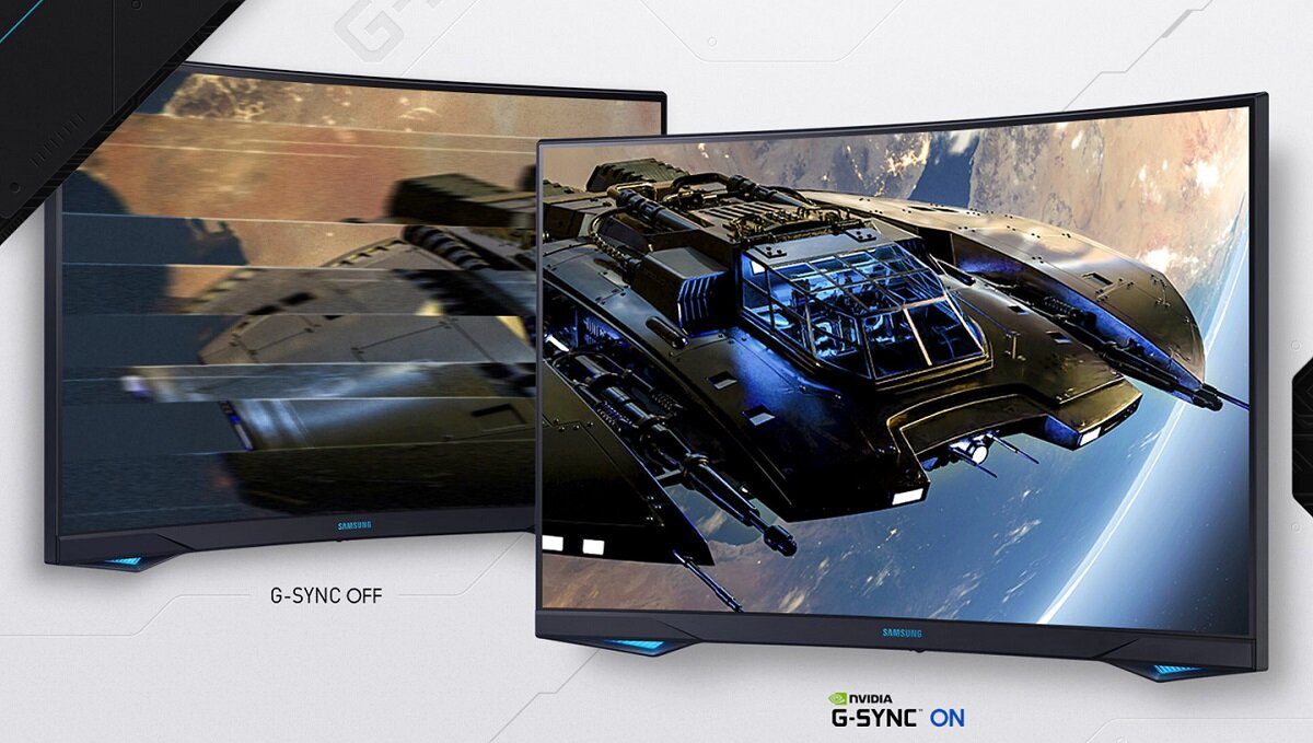 Monitor Samsung Odyssey G7 LC32G75 WQHD prezentacja technologii G-Sync