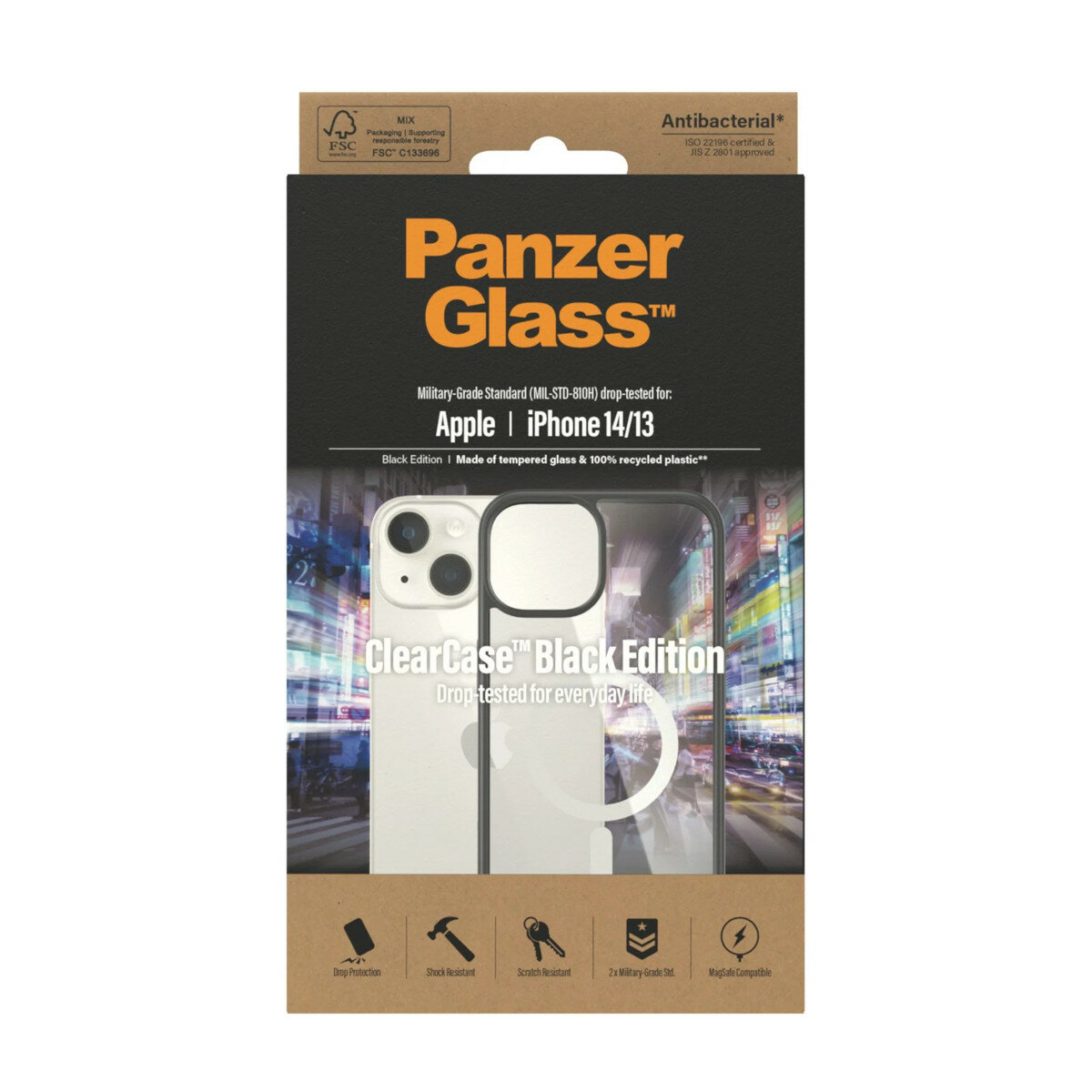 Etui PanzerGlass ClearCase MagSafe do iPhone 14/13 opakowanie frontem