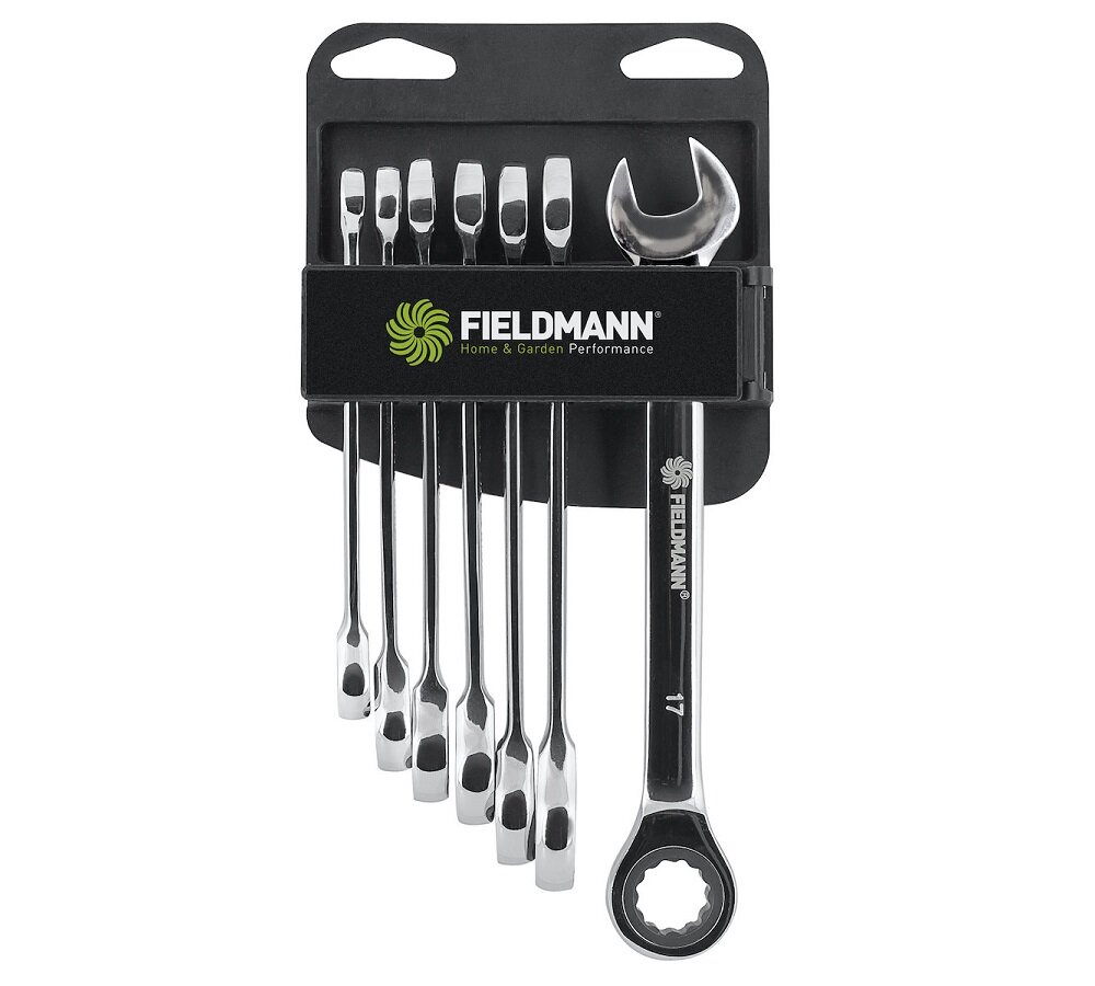 Zestaw kluczy płaskooczowych Fieldmann FDN1045 widok na klucze od frontu