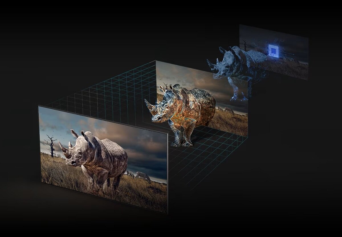 Telewizor Samsung QE55Q80CATXXH 55” QLED 4K grafika przedstawiająca trójwymiarowego słonia
