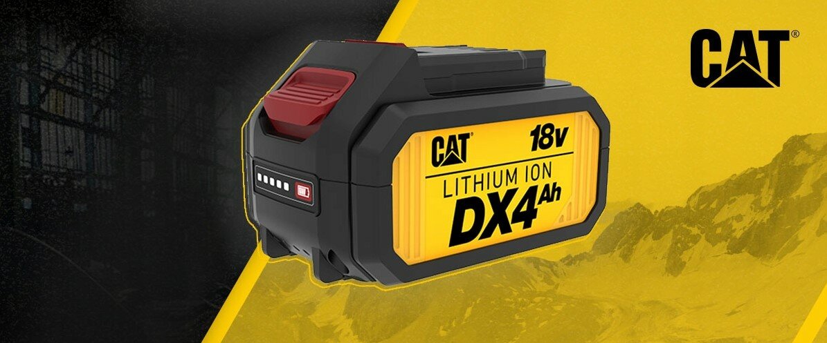 Akumulator CAT DXB4 18V 4.0Ah grafika na żółto-czarnym tle