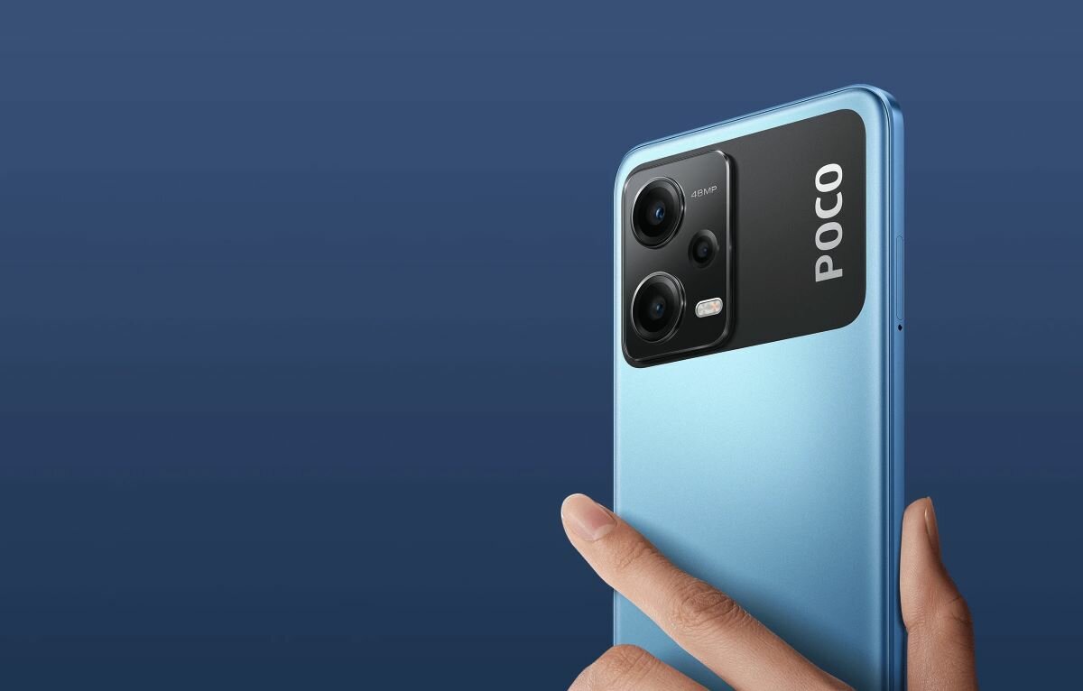 Smartfon Xiaomi POCO X5 5G 8+256GB niebieski widok na aparat tylni smartfona
