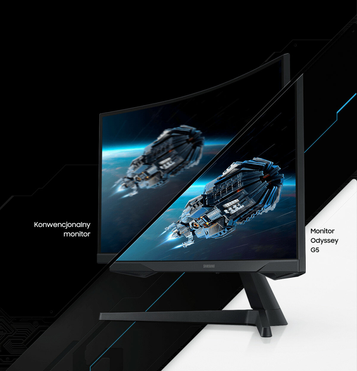 Monitor Samsung Odyssey G55T grafika przedstawiająca szybki czas reakcji