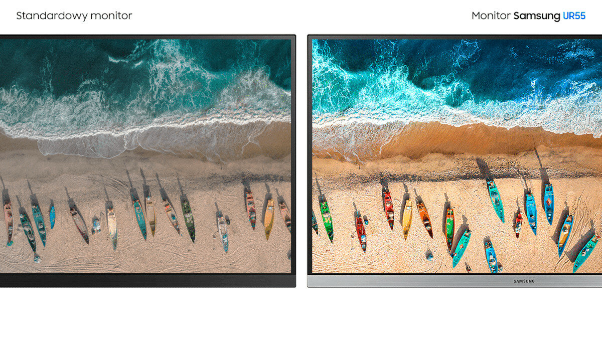 Monitor Samsung UR55 grafika przedstawiająca różnicę kolorów dzięki funkcji HDR