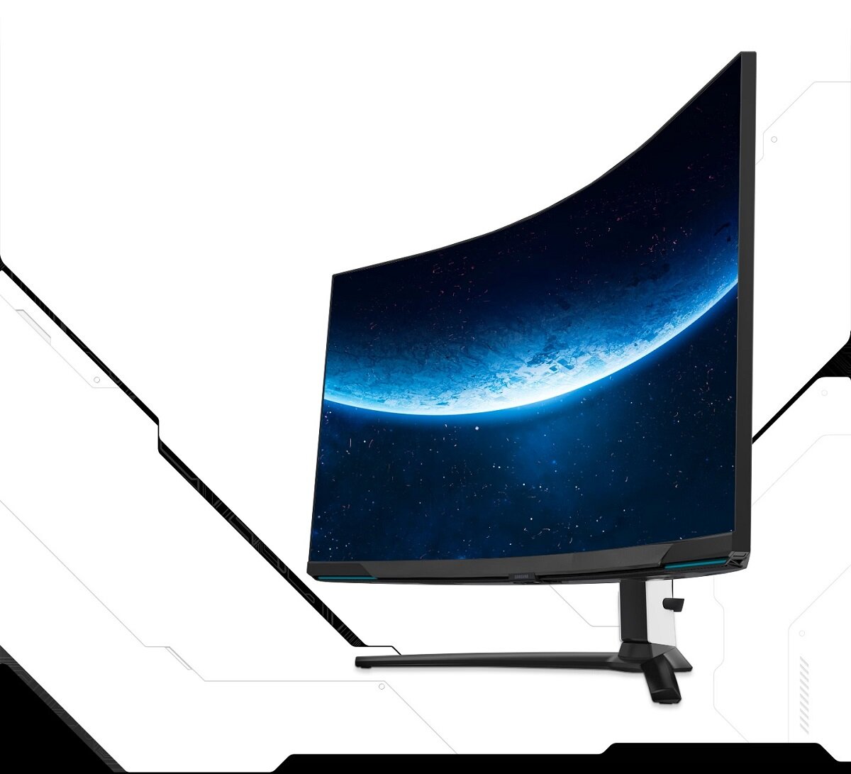 Monitor Samsung Odyssey Neo G8  LS32BG850 32 240Hz monitor pod skosem na białym tle