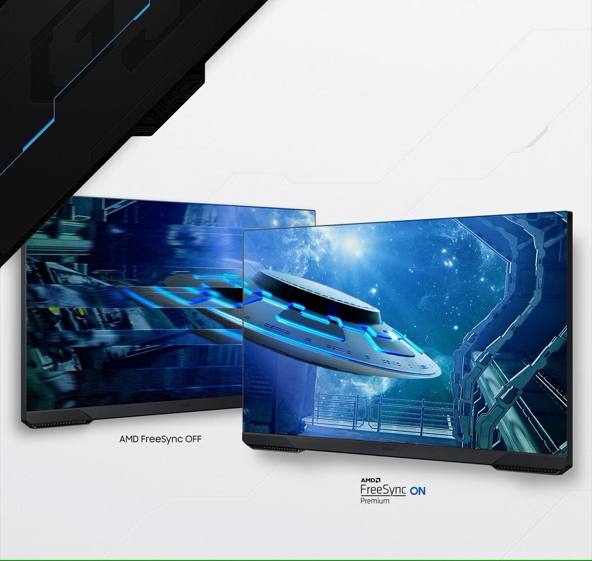 Monitor Samsung Odyssey G3A LS24AG300 24 144Hz prezentacja technologii AMD FreeSync Premium 