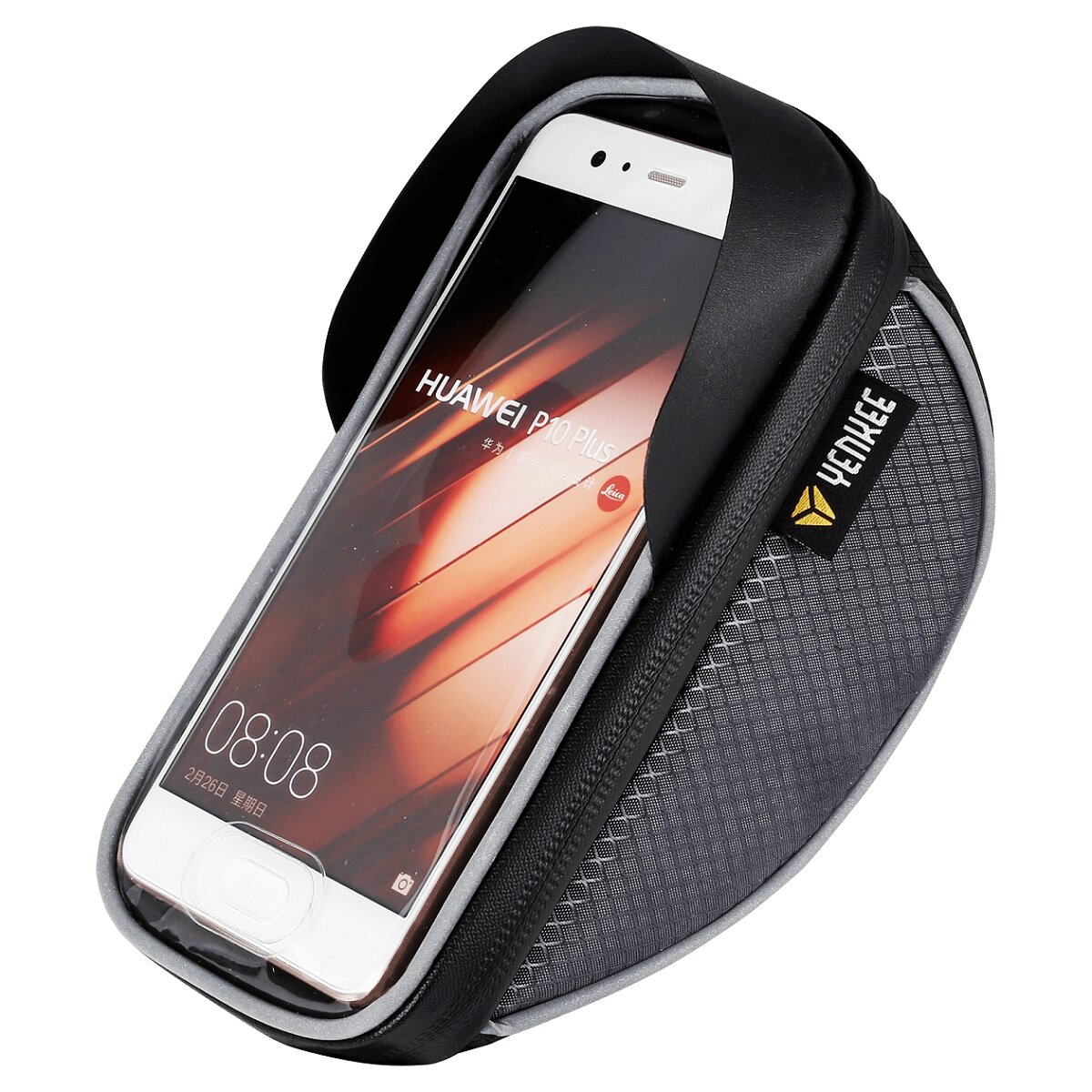 Uchwyt rowerowy na telefon Yankee YBM B0150 XL widoczny od lewego skosu z włożonym smartphonem