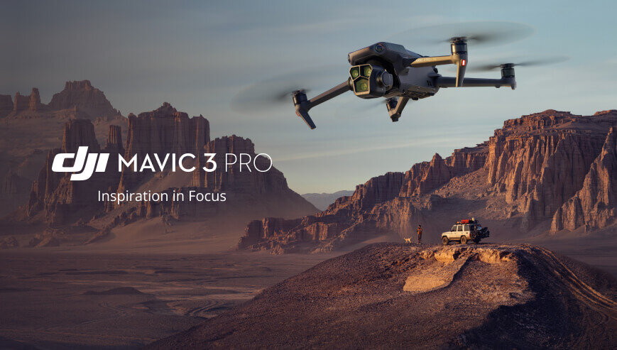 Dron DJI Mavic 3 Pro Fly More Combo widok na drona na tle kanionu
