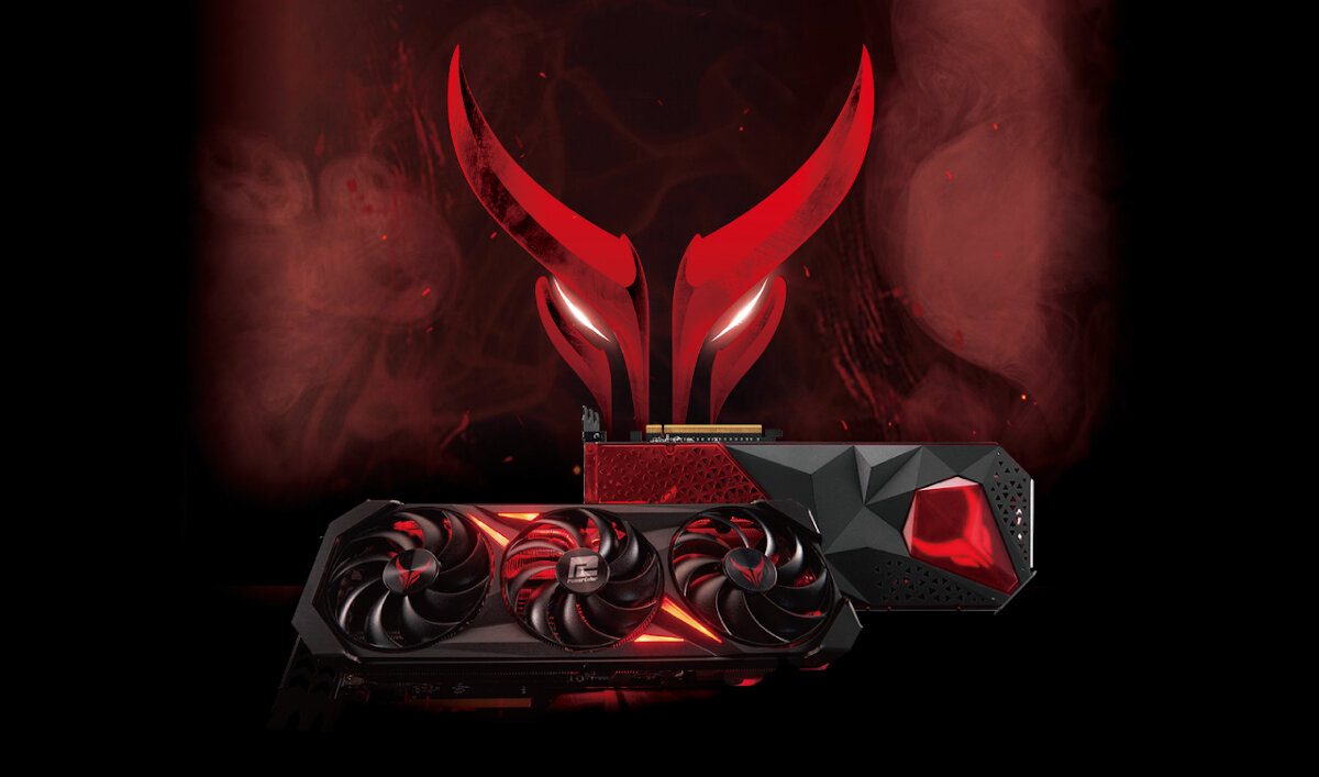 Karta graficzna PowerColor Red Devil AMD Radeon RX 7900 XTX zdjęcie karty z logo Red Devil