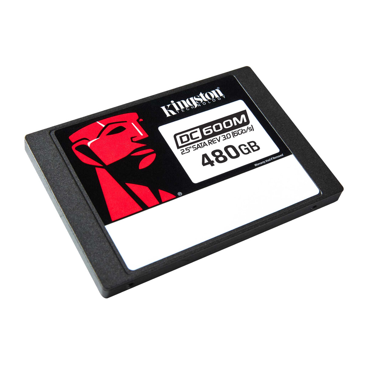 Dysk SSD Kingston DC600M 480GB po skosie w prawo na białym tle