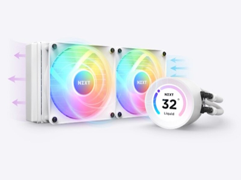 Chłodzenie wodne NZXT Kraken Elite 280 RGB widoczne pod skosem