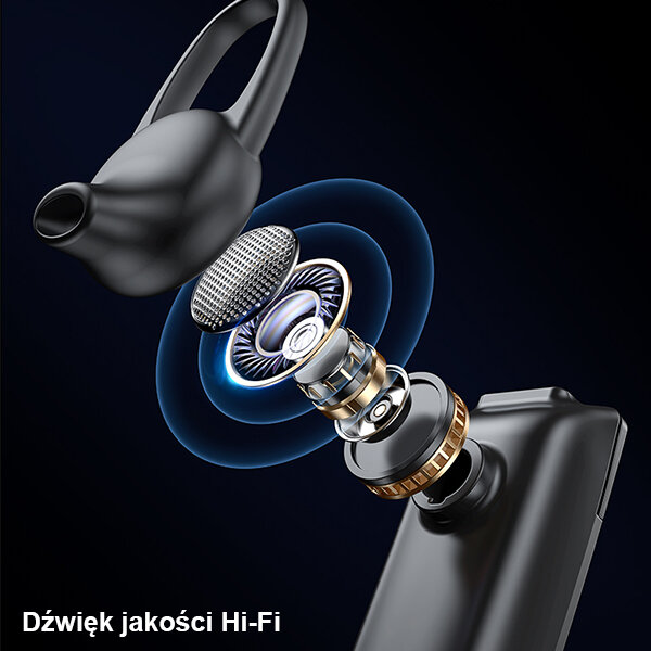 Słuchawka Usams BT2 Bluetooth 5.0  przekrój głośnika w słuchawce