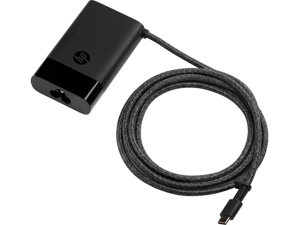Ładowarka do laptopa HP 671R2AA USB-C 65W widok na ładowarkę od góry razem z podpiętym kablem
