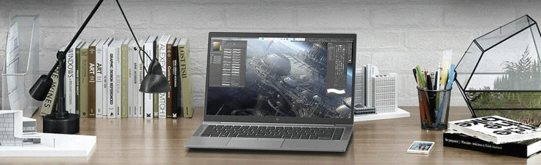 Laptop HP Zbook Firefly 14 G8 grafika przedstawia laptop na biurku
