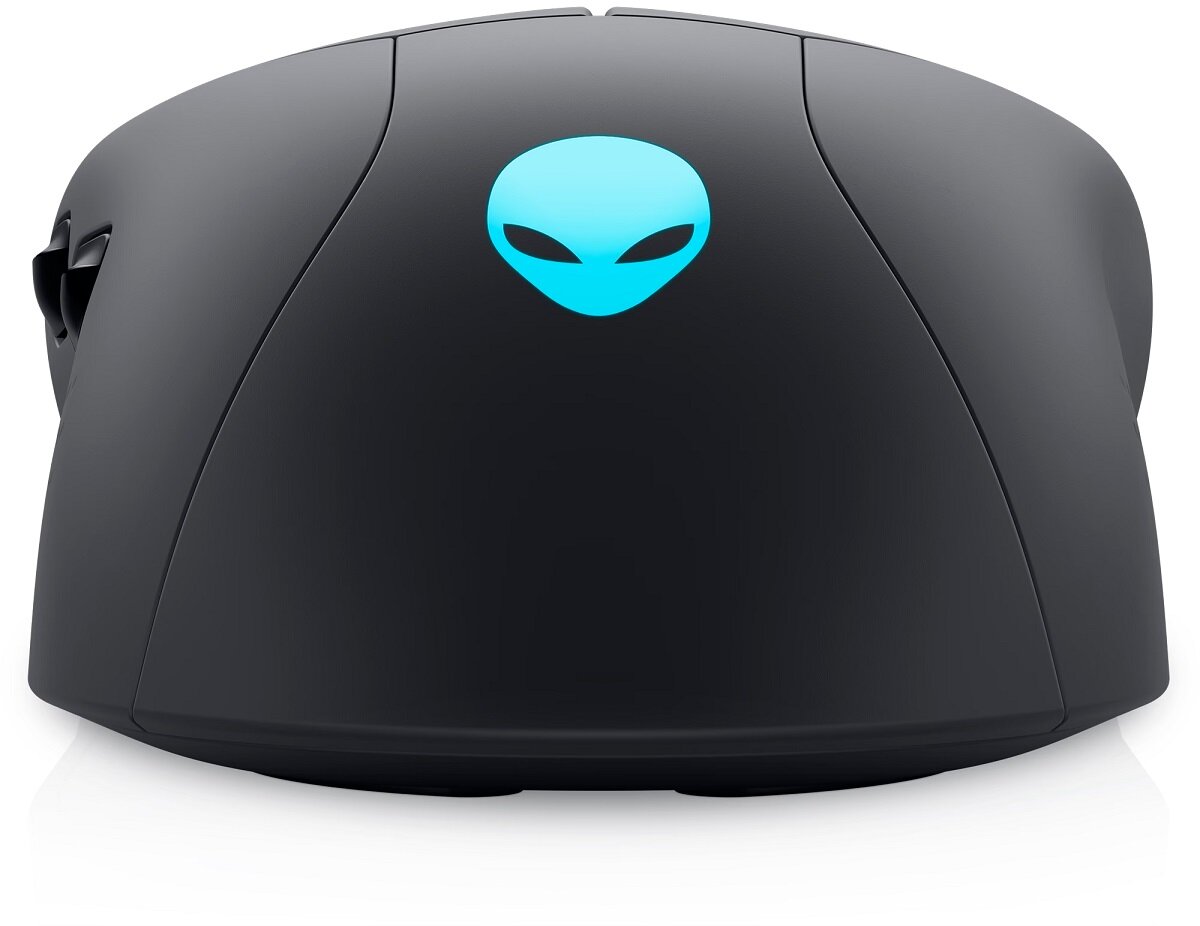 Mysz Dell Alienware AW320M czarna widok logo Alienware na myszce
