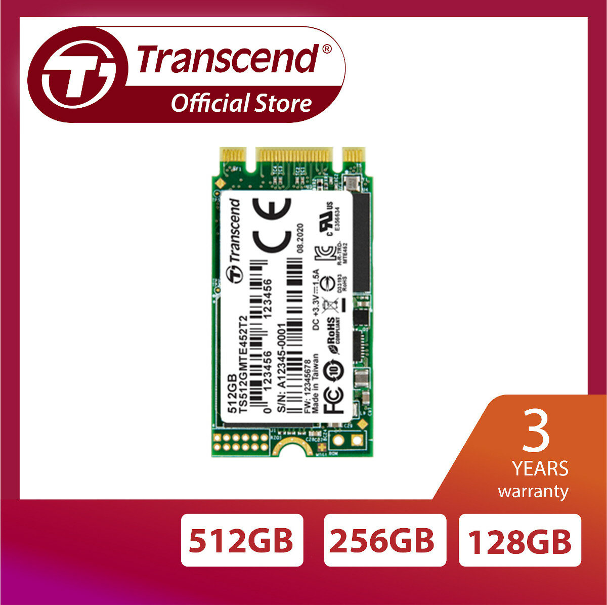 Dysk SSD TRANSCEND 128GB zdjęcie dysku z długością gwarancji producenta