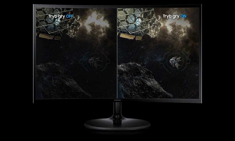 Monitor Samsung S36C 27” widok od frontu na włączony ekran
