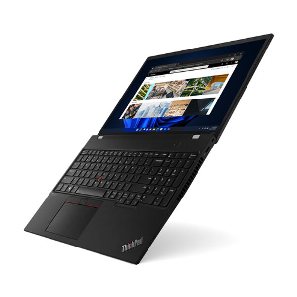 Laptop Lenovo ThinkPad P16s 32GB/1TB grafika przedstawia rozłożony włączony laptop pod lekkim skosem