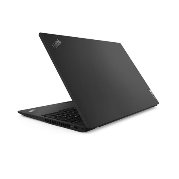 Laptop Lenovo ThinkPad P16s 32GB/1TB grafika przedstawia lekko otwarty laptop po skosie od tyłu