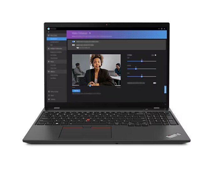 Laptop Lenovo ThinkPad T16 Gen 2 Core i5-1335U od frontu z wideokonferencją na ekranie