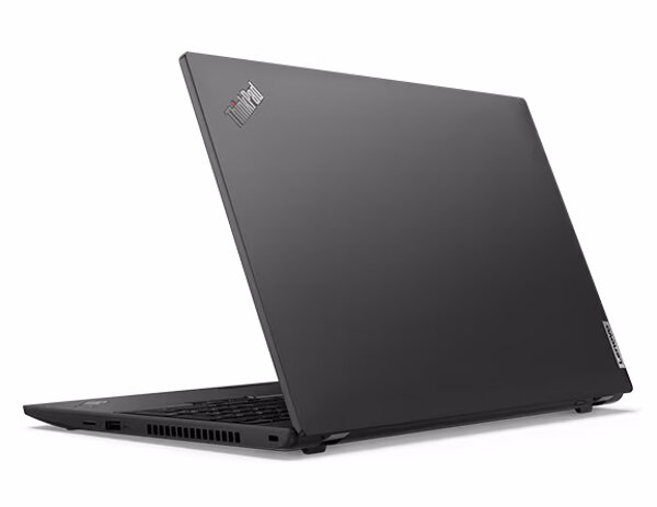 Laptop Lenovo Thinkpad L15 Gen 4 16/512GB otwarty od tyłu po skosie w lewo na białym tle