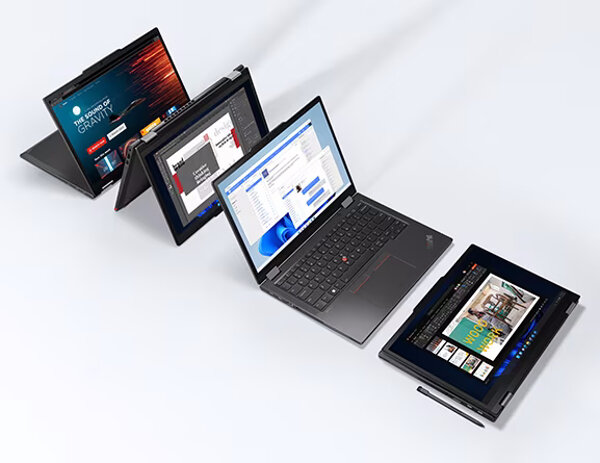 Laptop Lenovo ThinkPad X13 Yoga Gen 4 16GB/1TB grafika przedstawiająca atuty ustawienia laptopa w różnych pozycjach