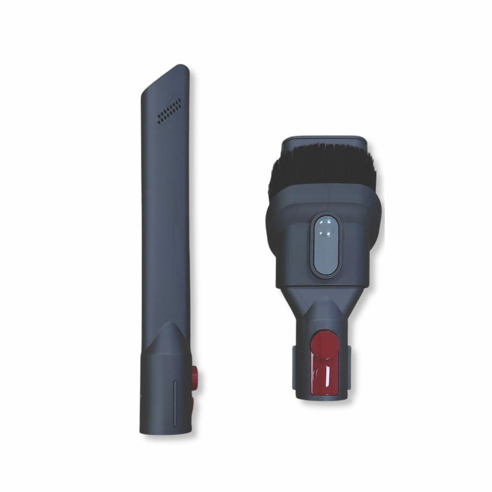 Odkurzacz Dyson V15 Detect grafika przedstawia końcówkę combi oraz ssawkę szczelinową od frontu