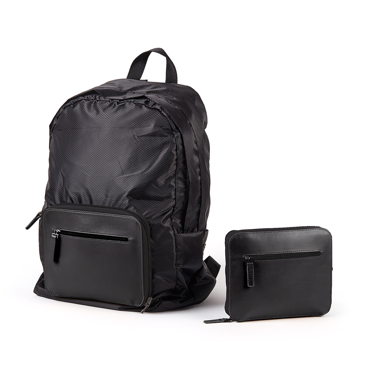 Plecak Lexon LN2311NN Packable czarny widok na plecak i saszetkę