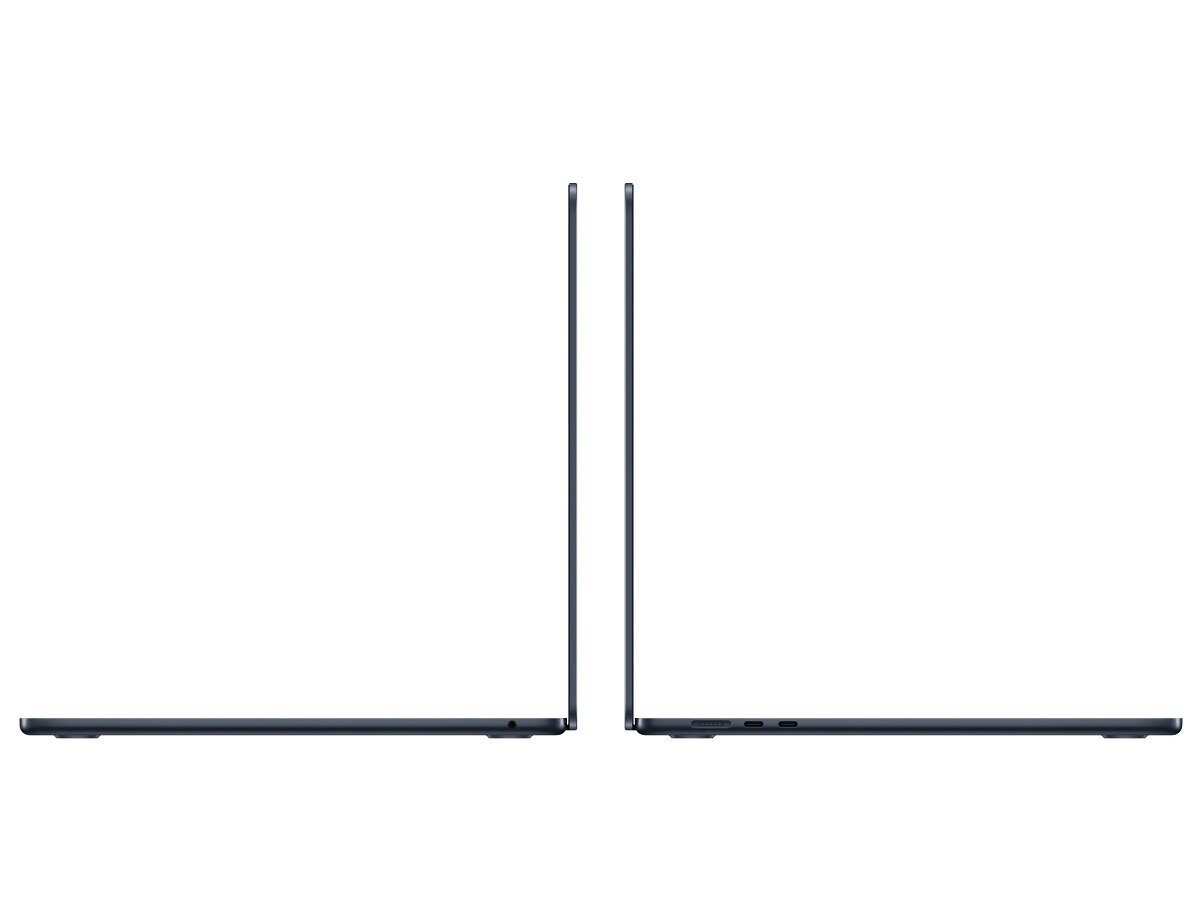 Laptop Apple MacBook Air 15' M2 8/256GB Północ widok na dwa laptopy od boku, widoczne porty